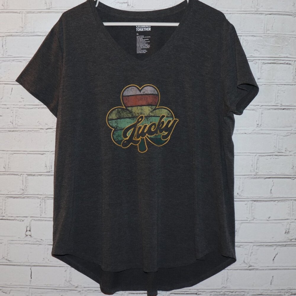🍀❤️ Celebrate Together “Lucky” Clover Tee · Size XL